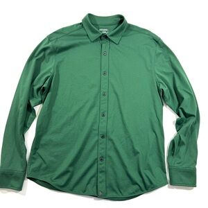Untuckit Mens Huber Button Front Polo Shirt Green